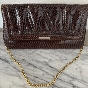 Susan Gail Leather Snakeskin Snake Reptile Purse Clutch Bag Gold Vintage 70s 80s